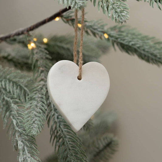 White Marble Hanging Heart