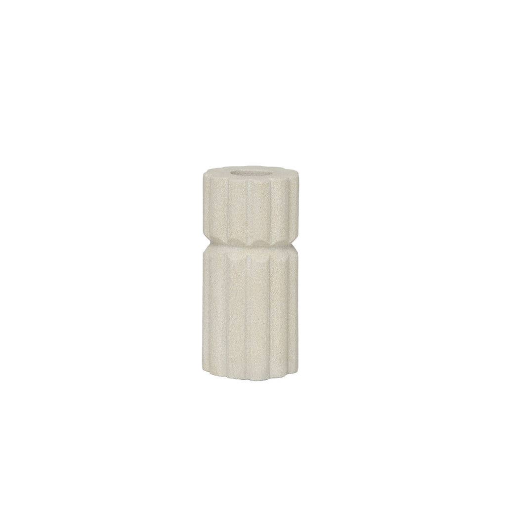 Rock Ribbed Sandstone Candlestick Holder