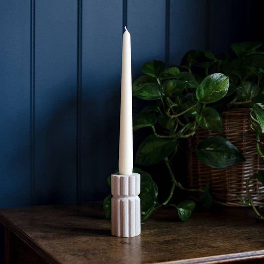 Rock Ribbed Sandstone Candlestick Holder
