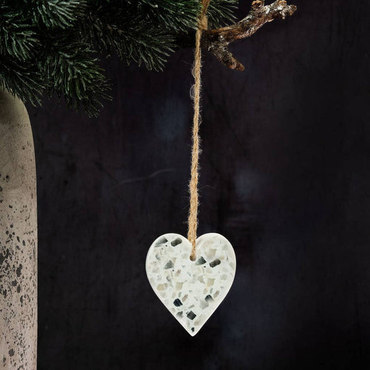 Light Grey Terrazzo Hanging Heart