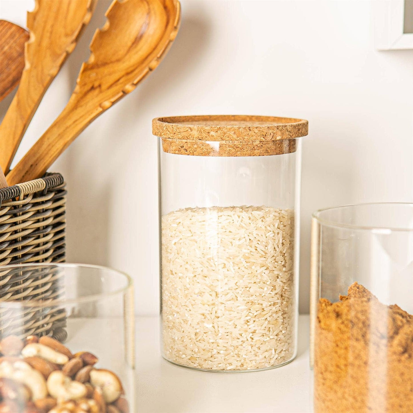 Glass Storage Jar with Cork Lid - 1 Ltr