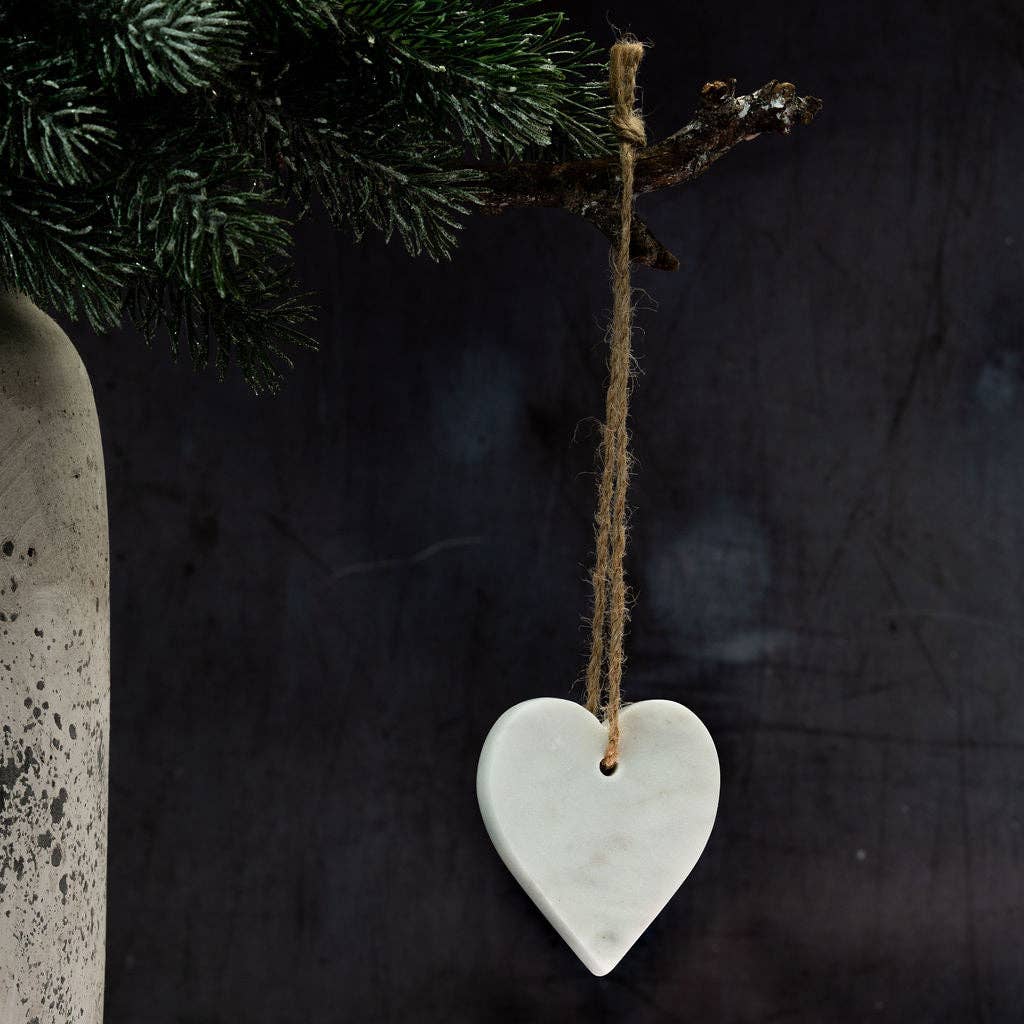 White Marble Hanging Heart