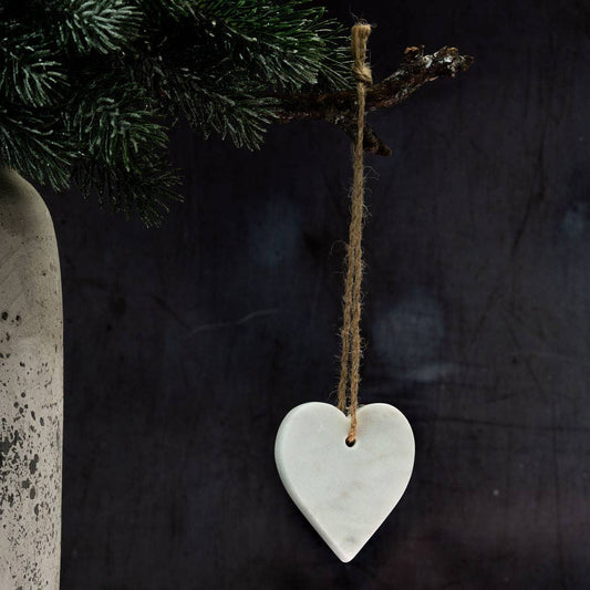 White Marble Hanging Heart