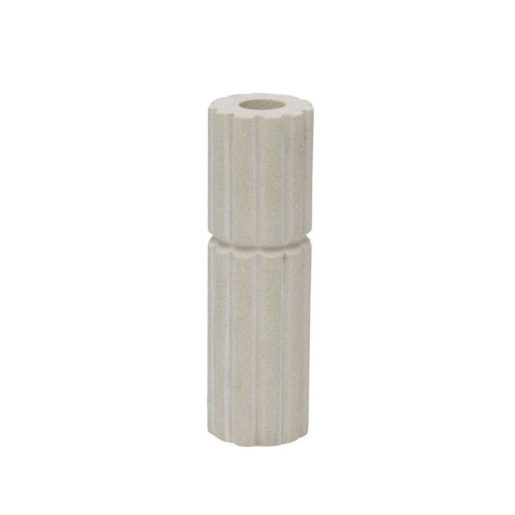 Rock Ribbed Sandstone Candlestick Holder