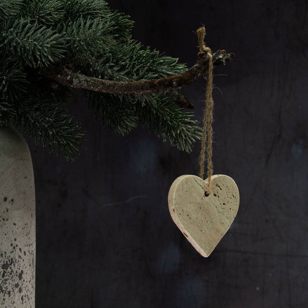 Travertine Hanging Heart