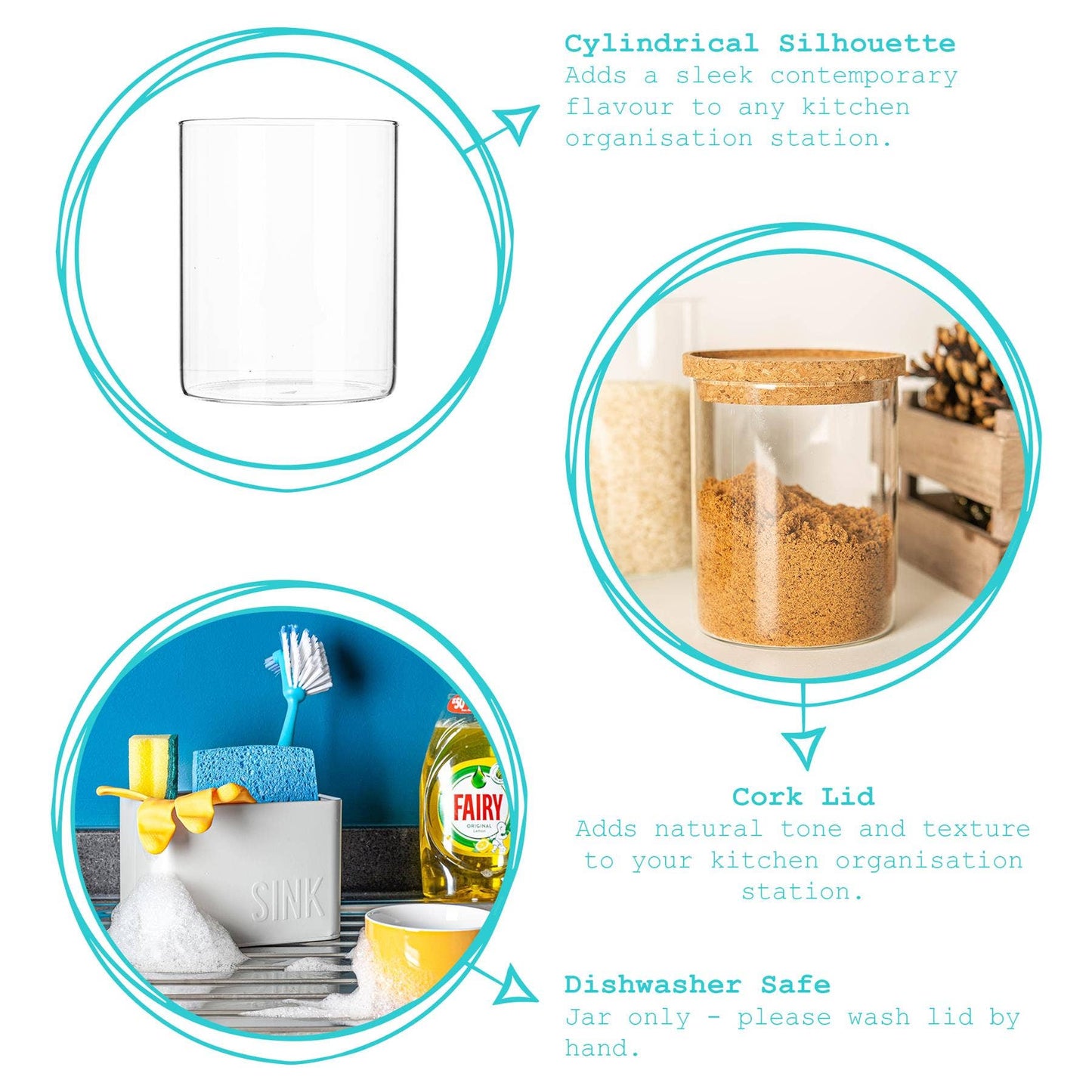 Glass Storage Jar with Cork Lid - 550ml