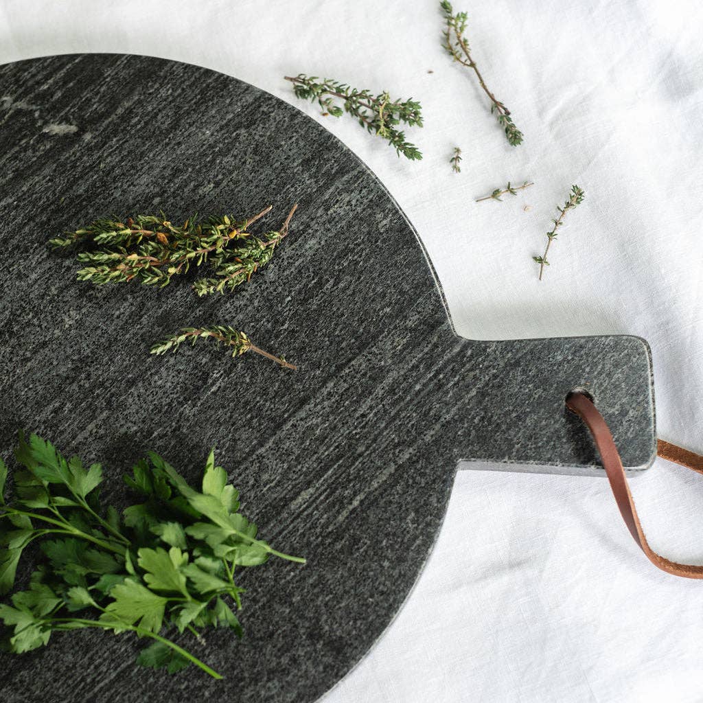 Honed Black Marble Round Chopping Board