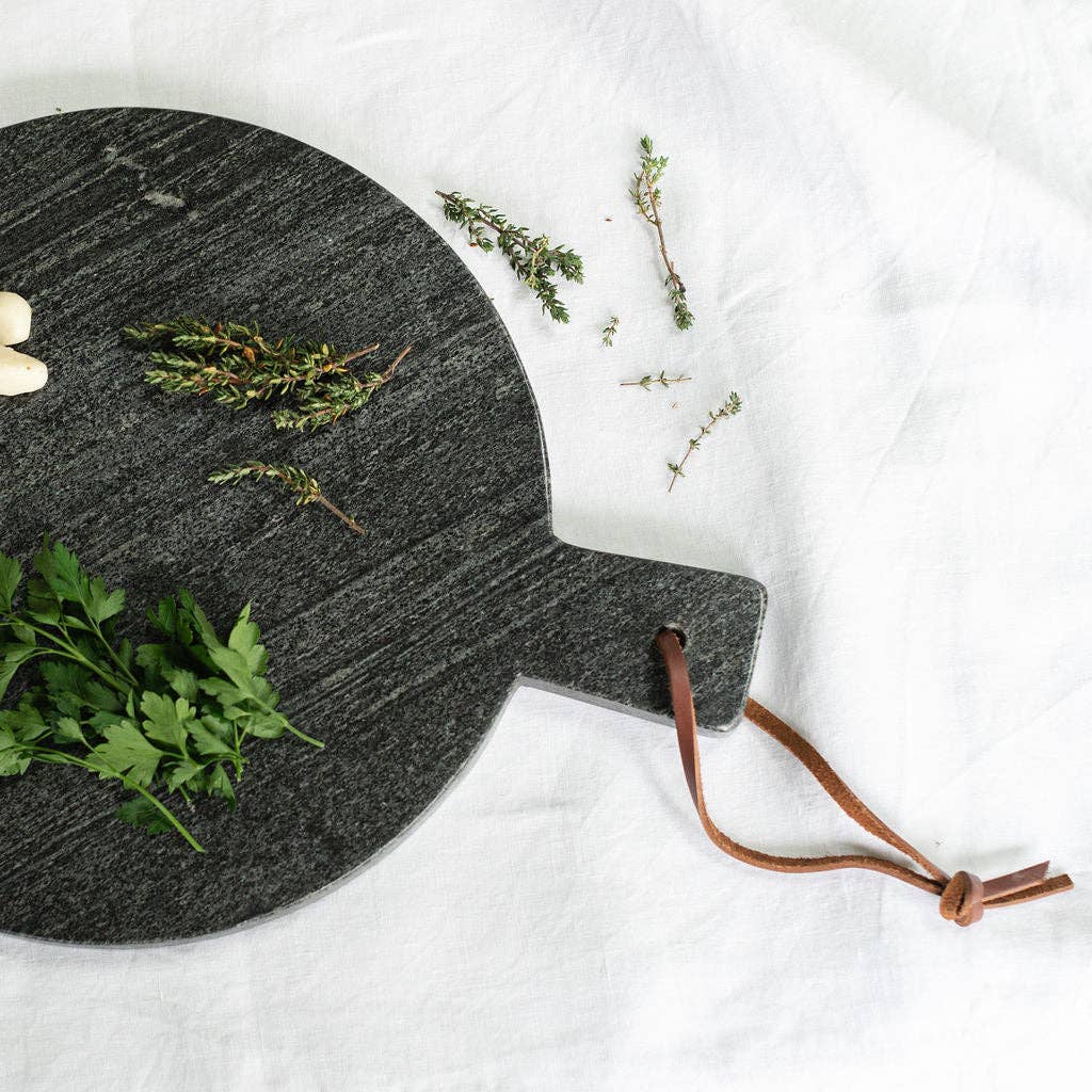 Honed Black Marble Round Chopping Board