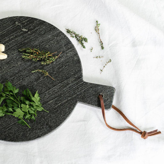 Honed Black Marble Round Chopping Board