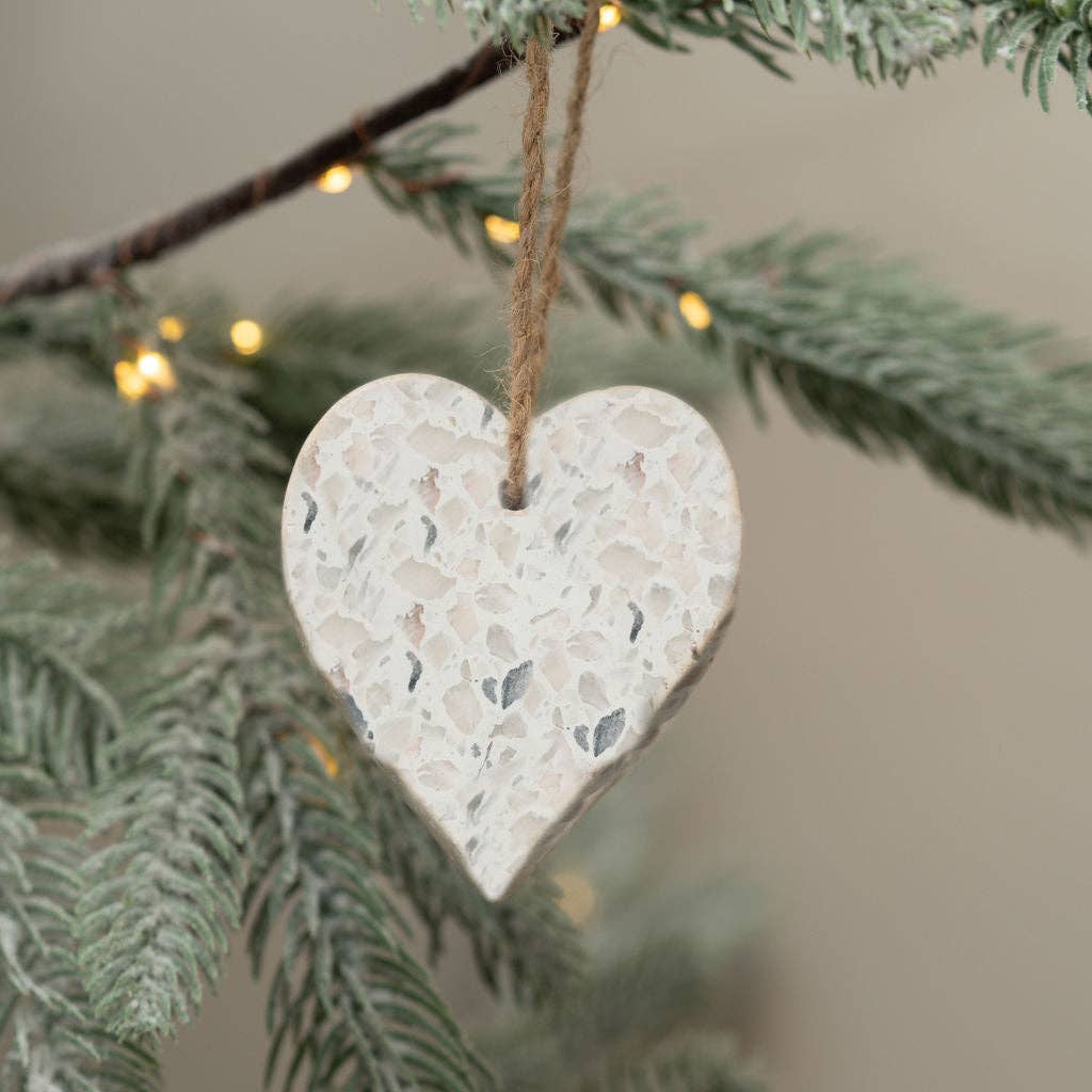Light Grey Terrazzo Hanging Heart
