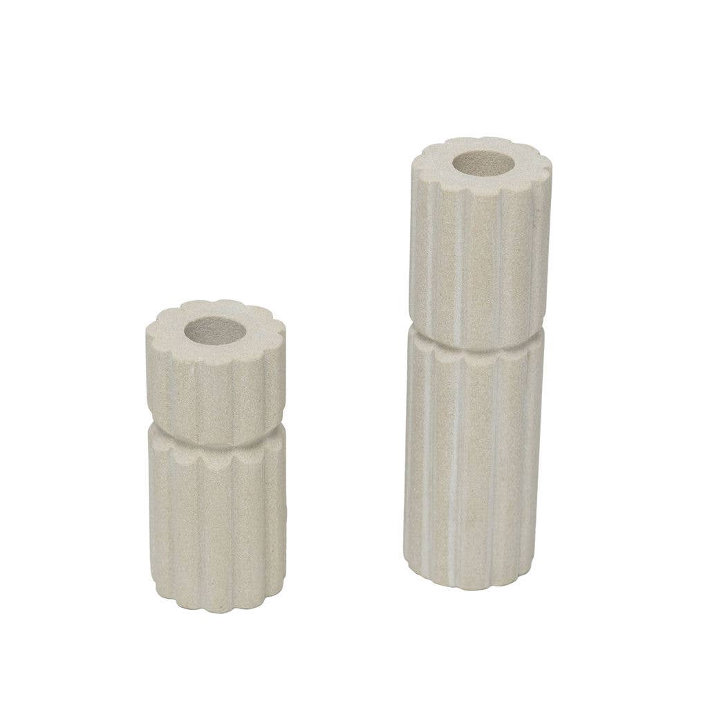 Rock Ribbed Sandstone Candlestick Holder