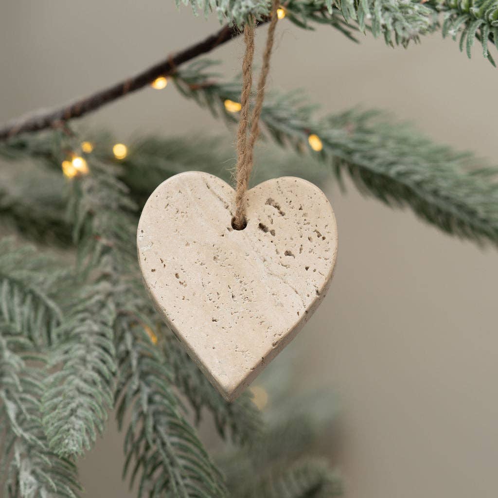 Travertine Hanging Heart