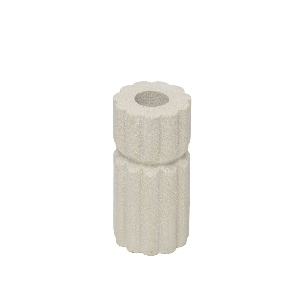 Rock Ribbed Sandstone Candlestick Holder